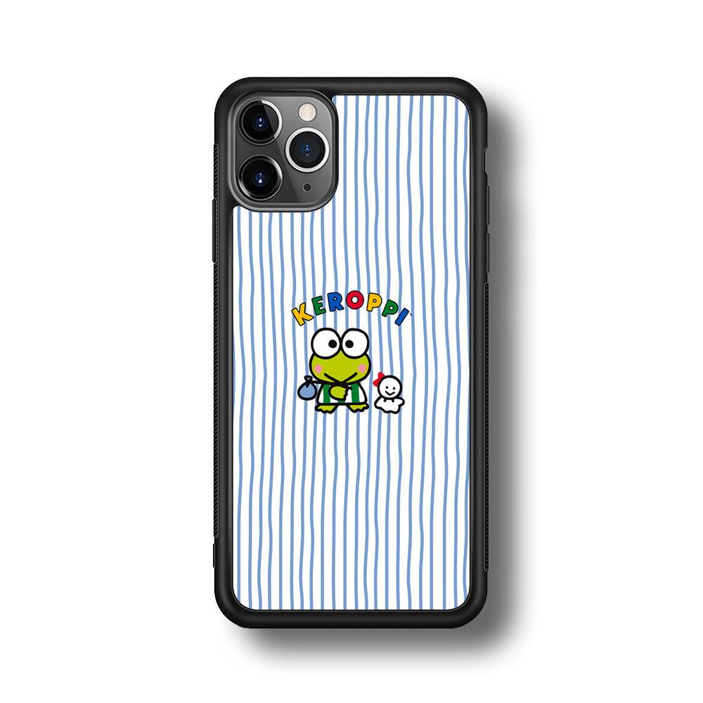 Keroppi Waving Line Wallpaper iPhone 11 Pro Case-Rubber Black (2D Case)-Oxvistore