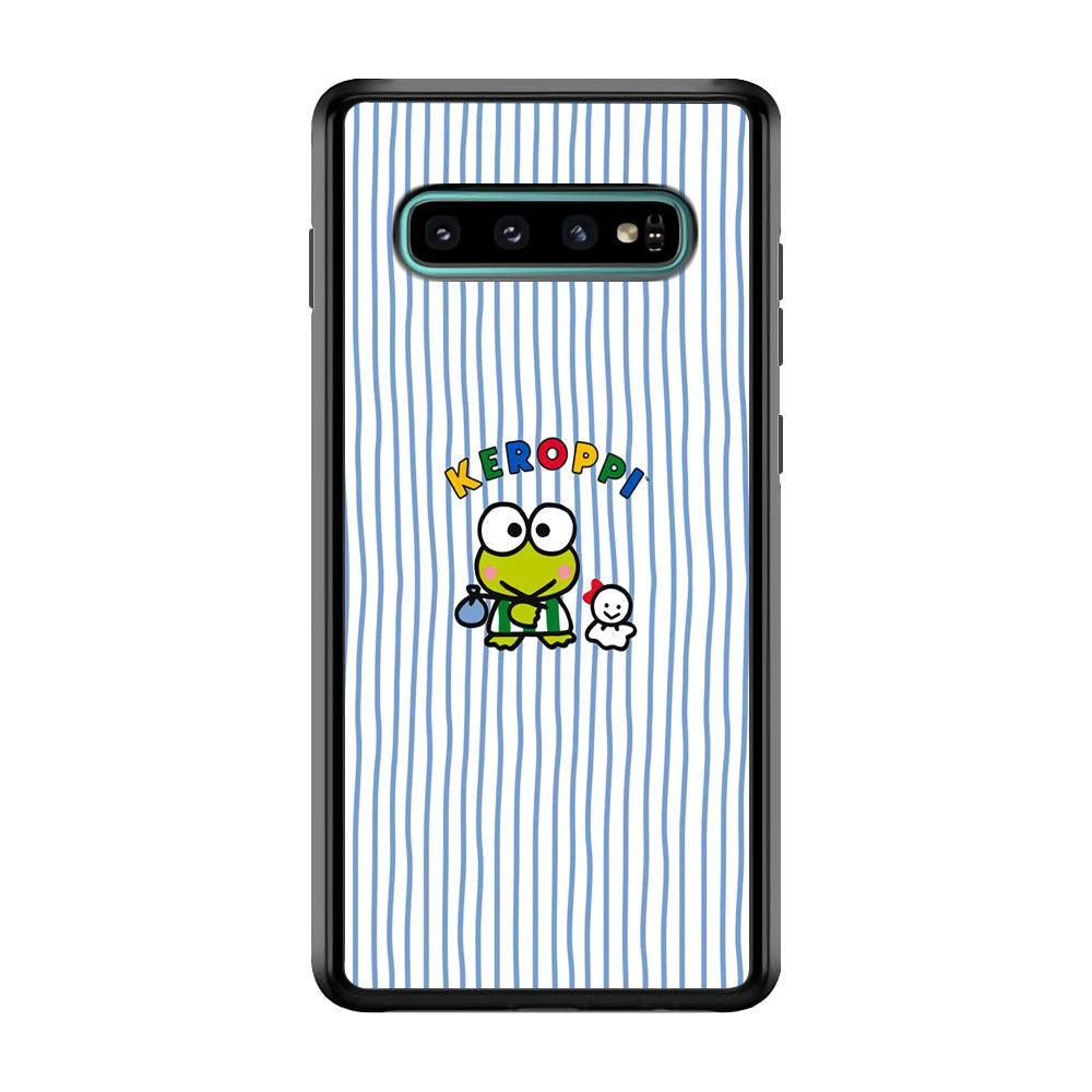 Keroppi Waving Line Wallpaper Samsung Galaxy S10 Plus Case-Rubber Black (2D Case)-Oxvistore
