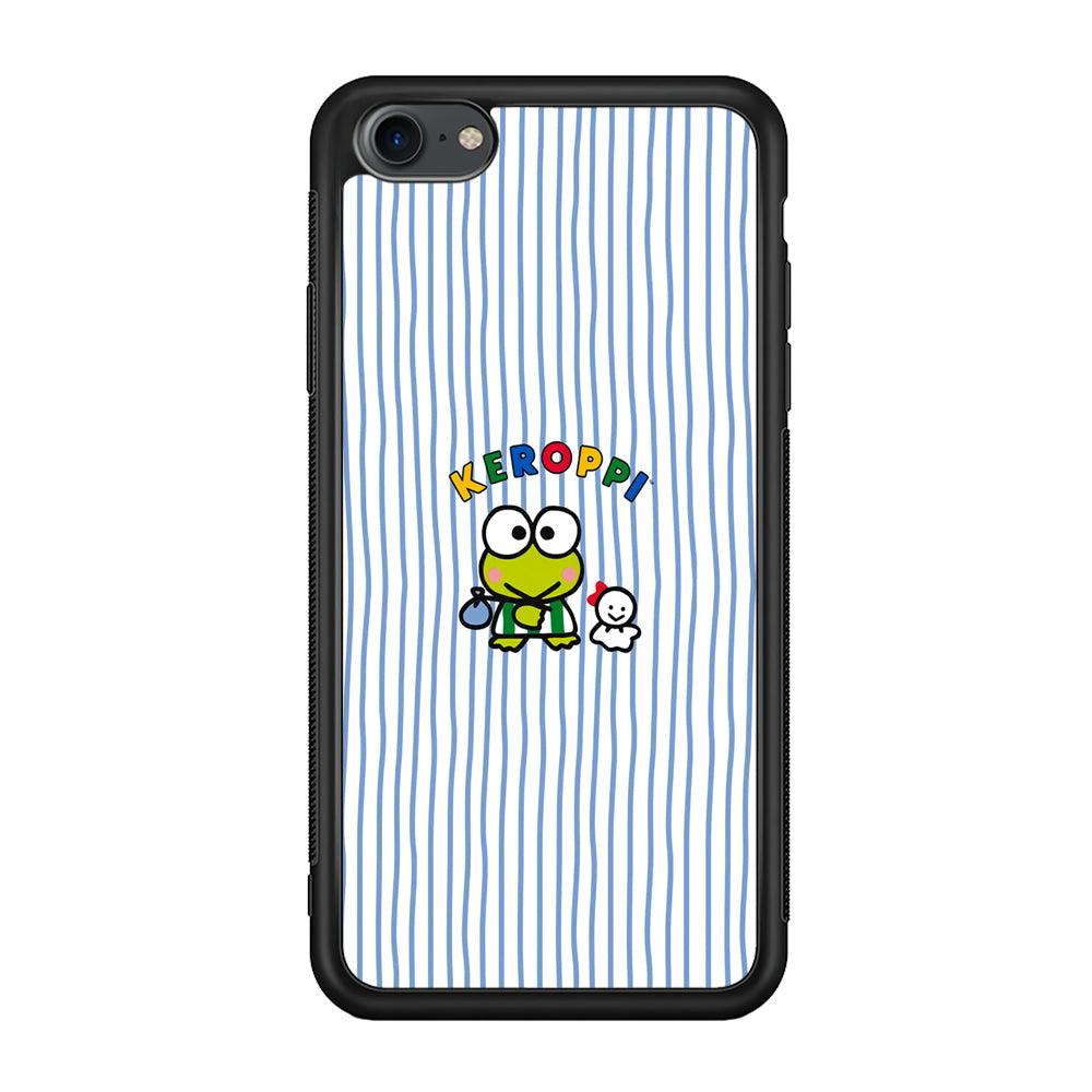 Keroppi Waving Line Wallpaper iPhone 8 Case-Rubber Black (2D Case)-Oxvistore