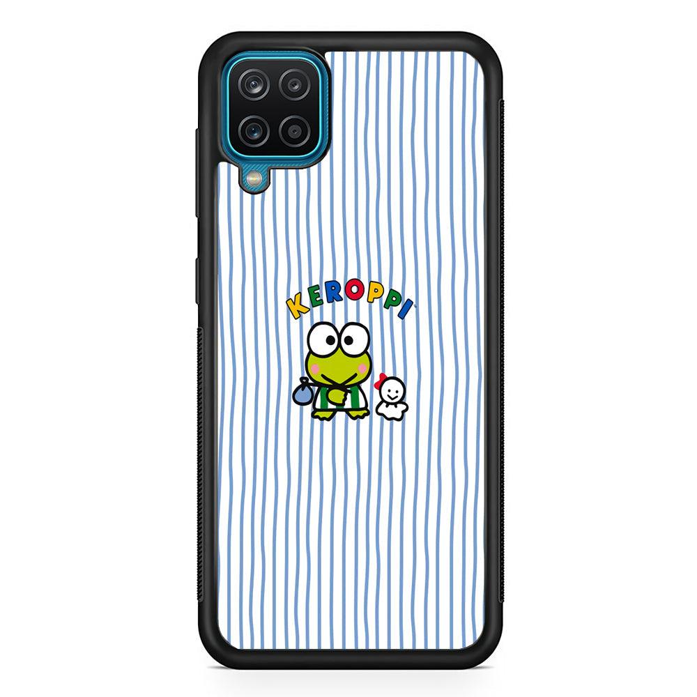 Keroppi Waving Line Wallpaper Samsung Galaxy A12 Case-Rubber Black (2D Case)-Oxvistore
