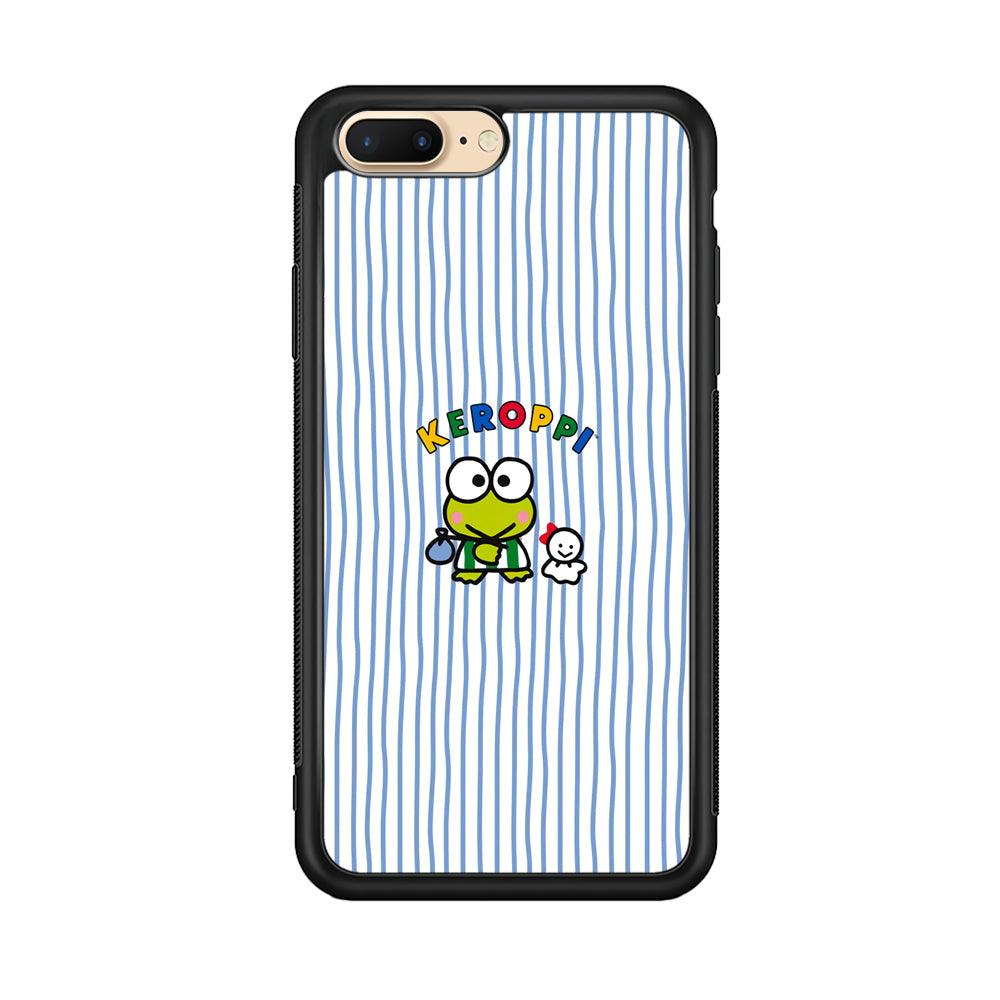 Keroppi Waving Line Wallpaper iPhone 7 Plus Case-Rubber Black (2D Case)-Oxvistore