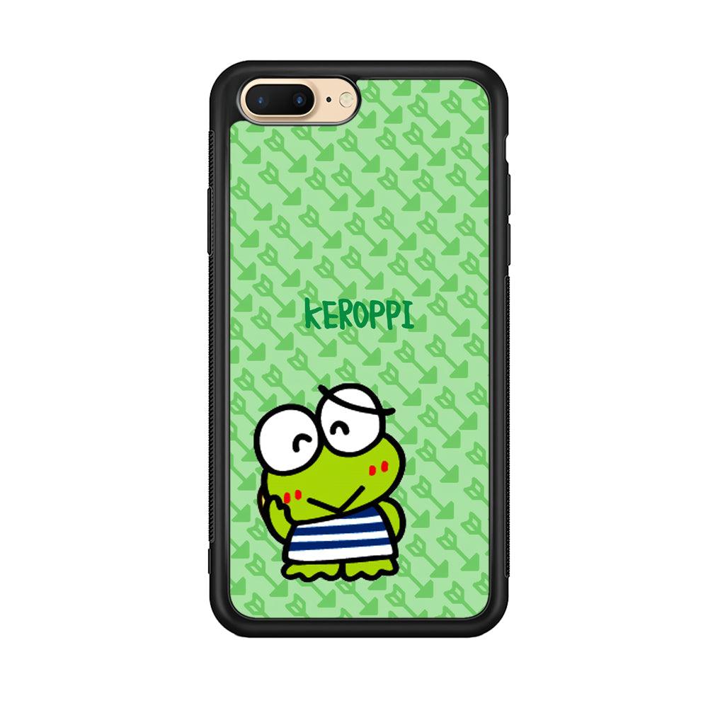 Keroppi on Forgiving Face iPhone 8 Plus Case-Rubber Black (2D Case)-Oxvistore