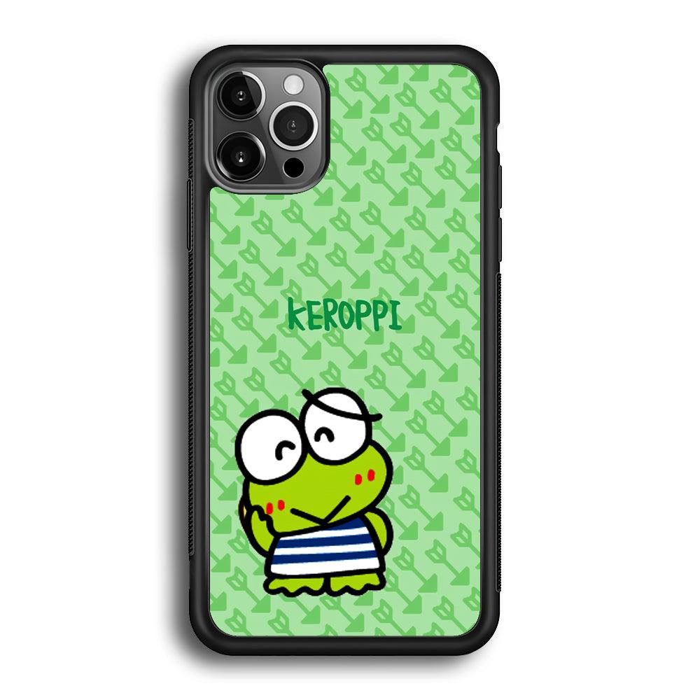 Keroppi on Forgiving Face iPhone 12 Pro Case-Rubber Black (2D Case)-Oxvistore