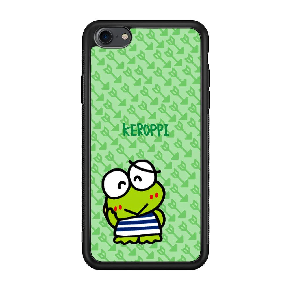Keroppi on Forgiving Face iPhone 8 Case-Rubber Black (2D Case)-Oxvistore