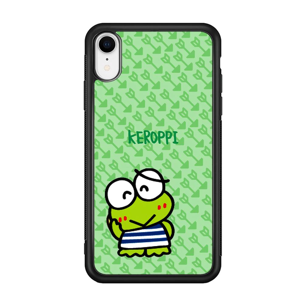 Keroppi on Forgiving Face iPhone XR Case-Rubber Black (2D Case)-Oxvistore