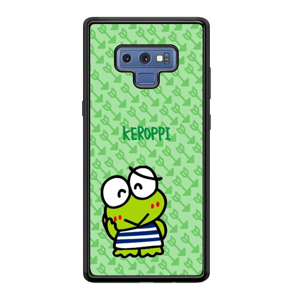 Keroppi on Forgiving Face Samsung Galaxy Note 9 Case-Rubber Black (2D Case)-Oxvistore