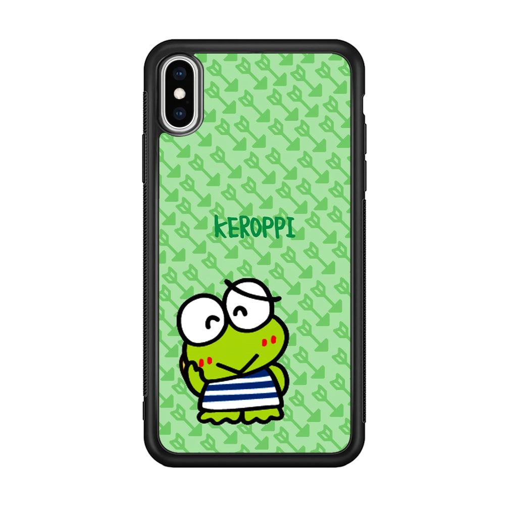 Keroppi on Forgiving Face iPhone X Case-Rubber Black (2D Case)-Oxvistore