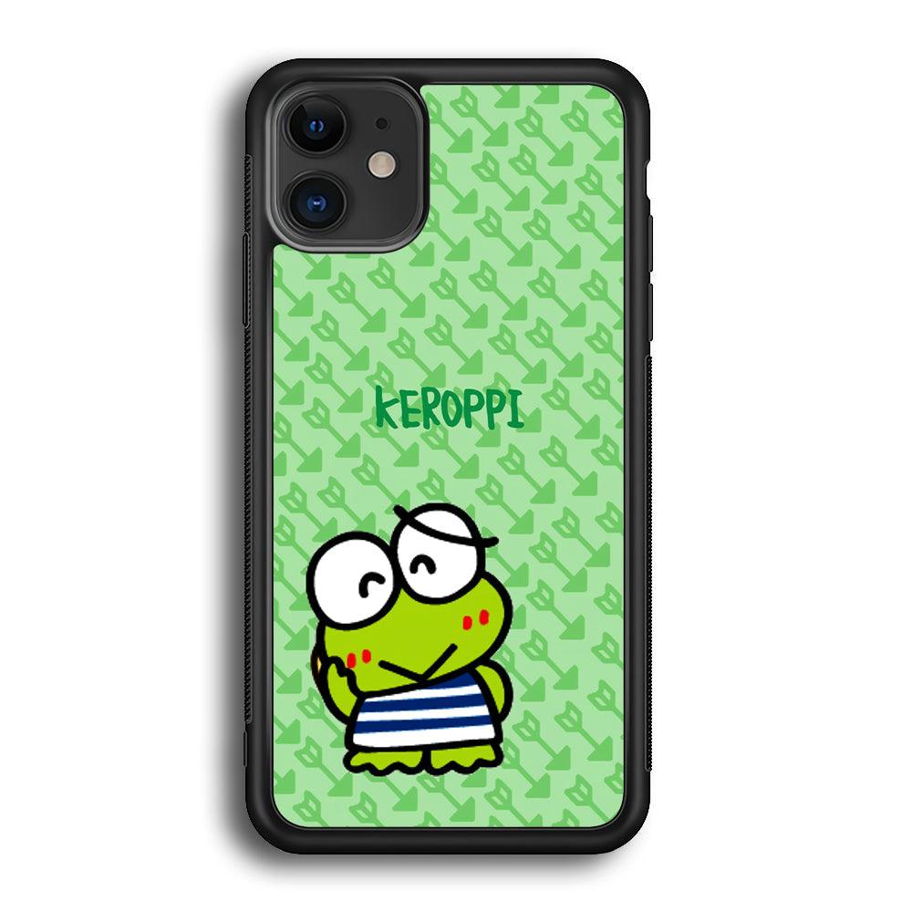 Keroppi on Forgiving Face iPhone 11 Case-Rubber Black (2D Case)-Oxvistore