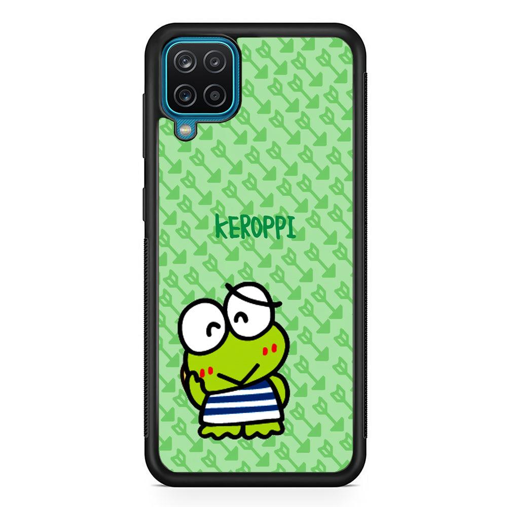 Keroppi on Forgiving Face Samsung Galaxy A12 Case-Rubber Black (2D Case)-Oxvistore