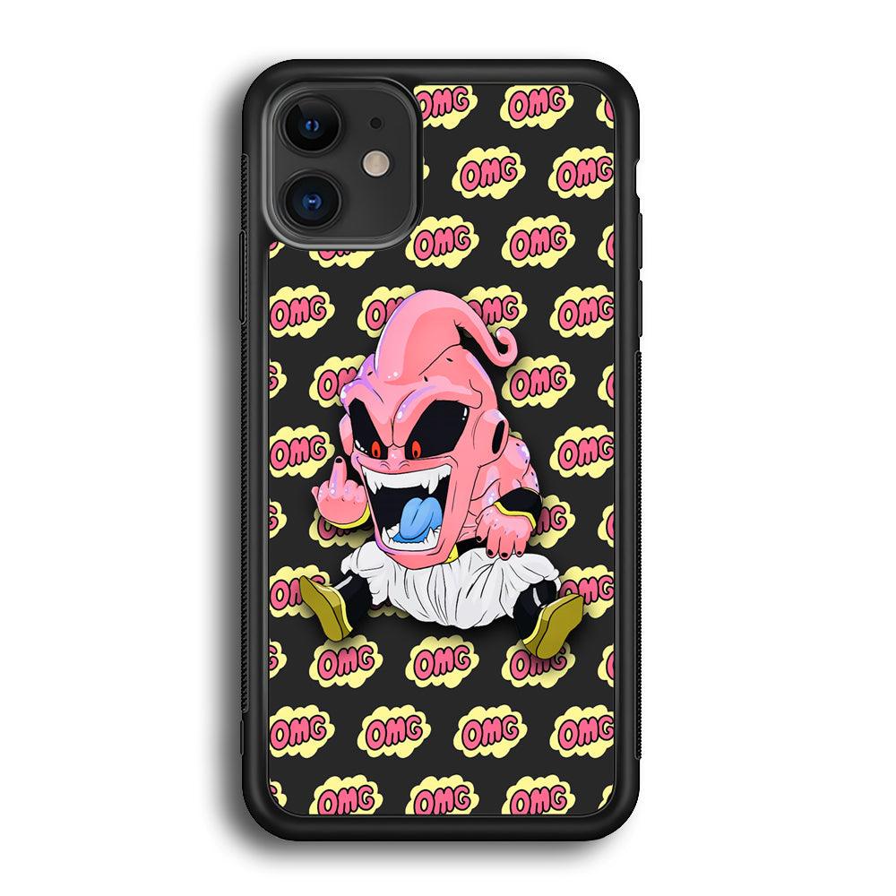 Kid Buu OMG Word Patern iPhone 12 Case-Rubber Black (2D Case)-Oxvistore