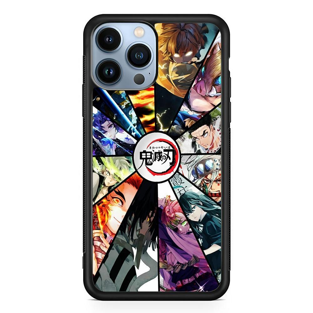Kimetsu no Yaiba Collage 2D Rubber Phone Case-Black-Oxvistore