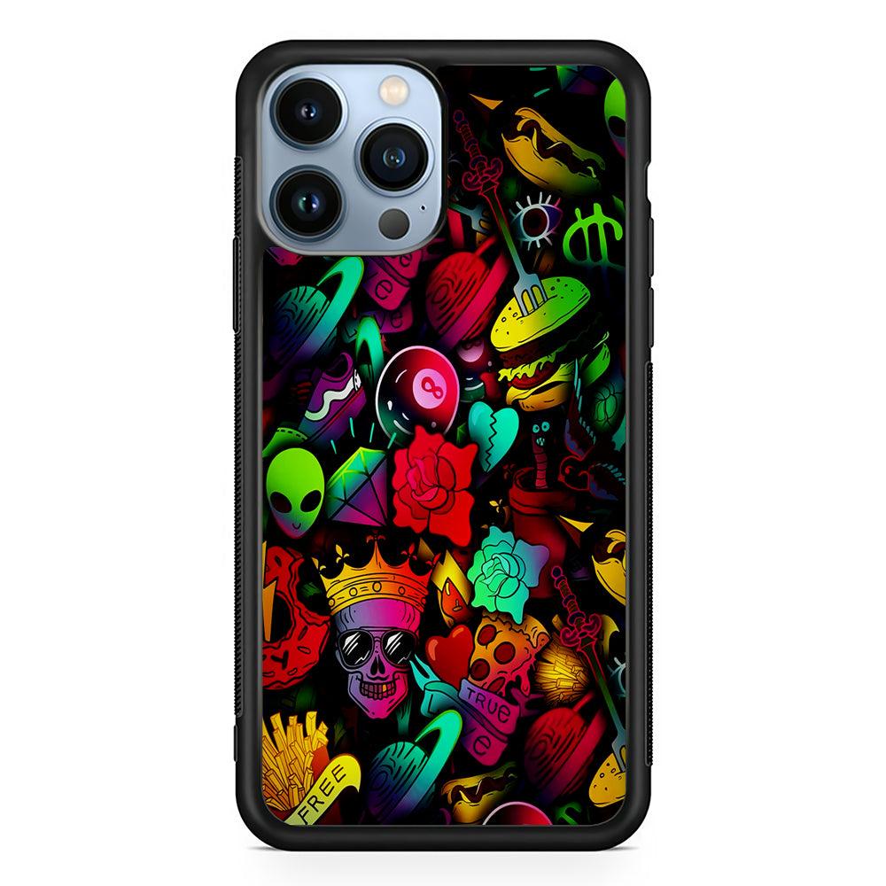King Life Doodle Artistic 2D Rubber Phone Case-Black-Oxvistore