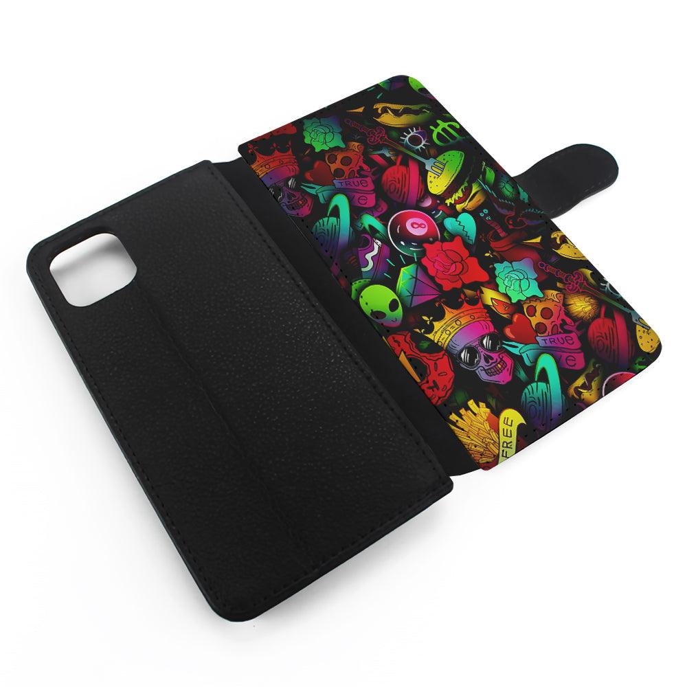 King Life Doodle Artistic Flip Wallet Phone Case-Oxvistore