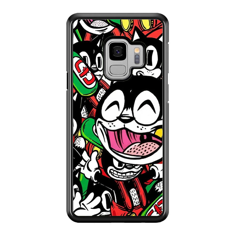 Kitty Club Party Samsung Galaxy S9 Case-Rubber Black (2D Case)-Oxvistore