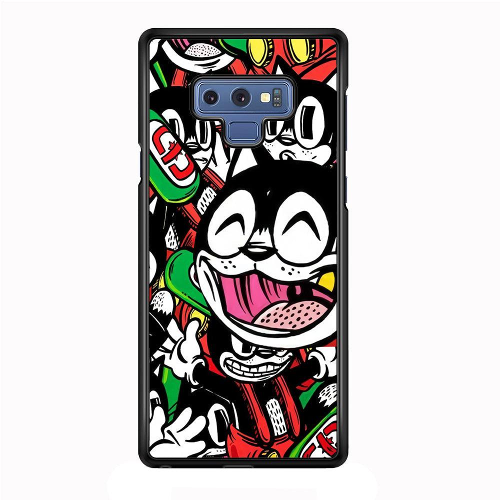 Kitty Club Party Samsung Galaxy Note 9 Case-Rubber Black (2D Case)-Oxvistore
