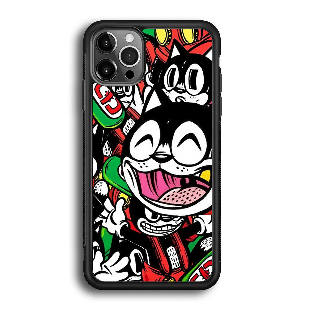 Kitty Club Party Phone iPhone 12 Pro Case-Rubber Black (2D Case)-Oxvistore