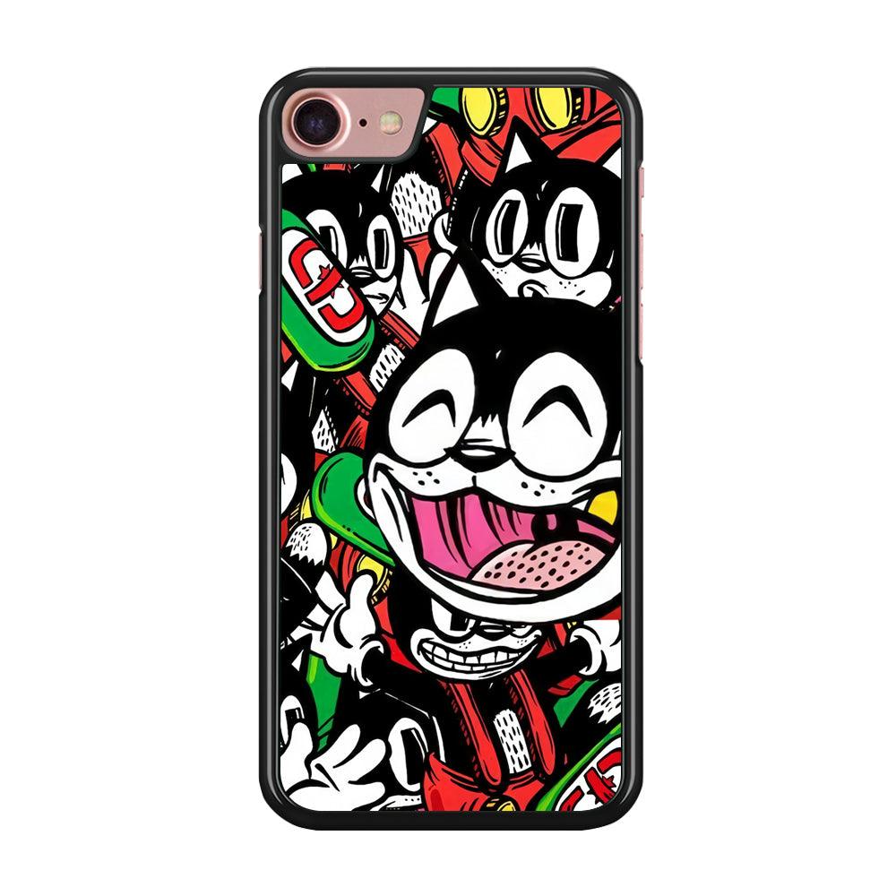 Kitty Club Party iPhone 8 Case-Rubber Black (2D Case)-Oxvistore