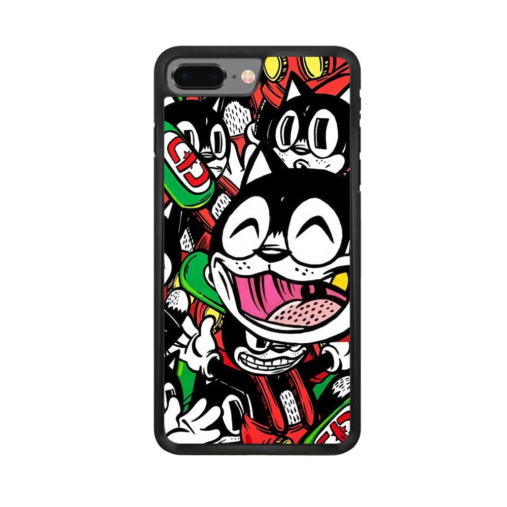 Kitty Club Party iPhone 8 Plus Case-Rubber White (2D Case)-Oxvistore