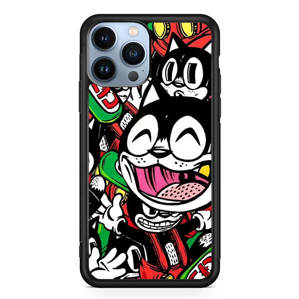 Kitty Club Party iPhone 14 Pro Max Case-Rubber Black (2D Case)-Oxvistore