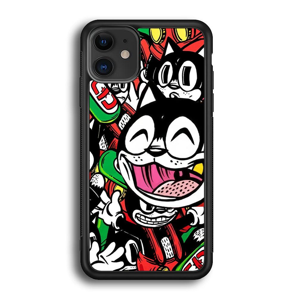 Kitty Club Party iPhone 11 Case-Rubber Black (2D Case)-Oxvistore