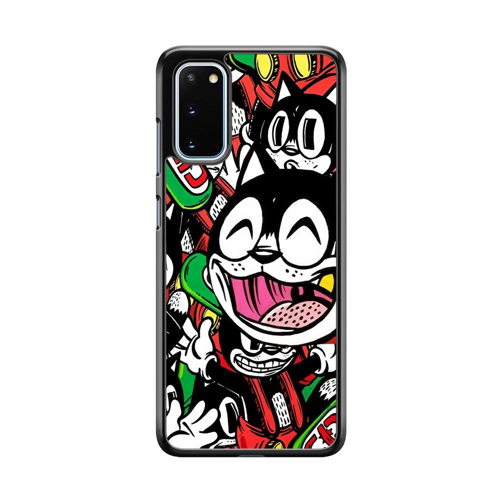 Kitty Club Party Samsung Galaxy S20 Case-Rubber Black (2D Case)-Oxvistore