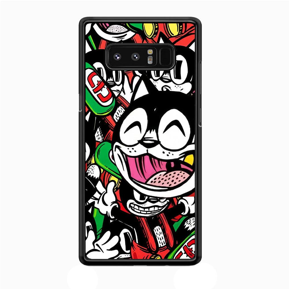 Kitty Club Party Samsung Galaxy Note 8 Case-Rubber Black (2D Case)-Oxvistore
