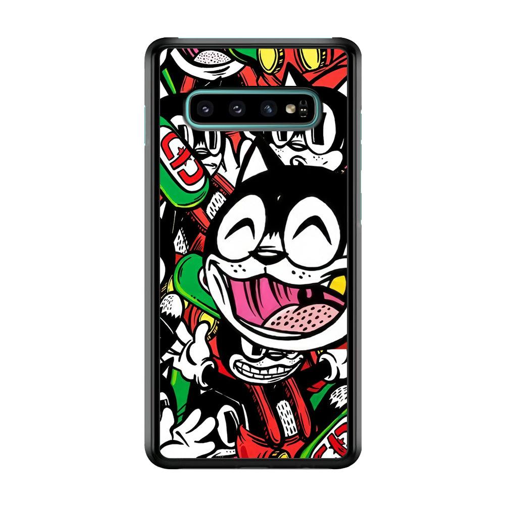 Kitty Club Party Samsung Galaxy S10 Case-Rubber Black (2D Case)-Oxvistore