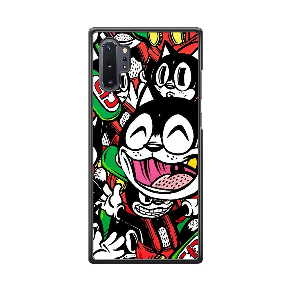 Kitty Club Party Samsung Galaxy Note 10 Plus Case-Rubber Black (2D Case)-Oxvistore