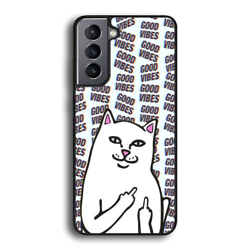Kitty Good Vibes Campaign Samsung Galaxy S23 Case-Rubber Black (2D Case)-Oxvistore