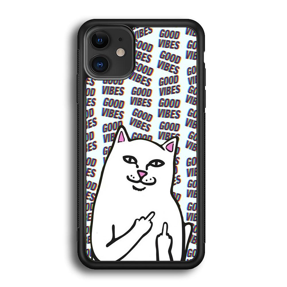 Kitty Good Vibes Campaign iPhone 12 Case-Rubber Black (2D Case)-Oxvistore