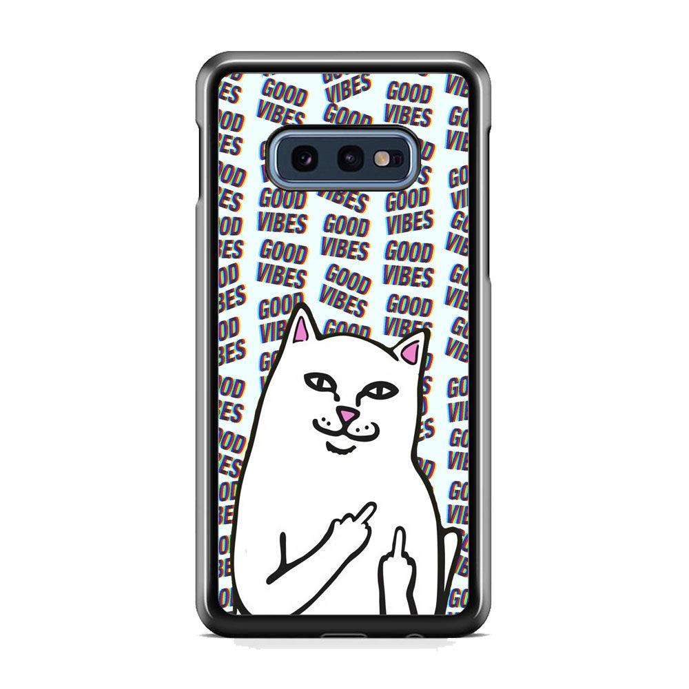 Kitty Good Vibes Campaign Samsung Galaxy S10E Case-Rubber Black (2D Case)-Oxvistore