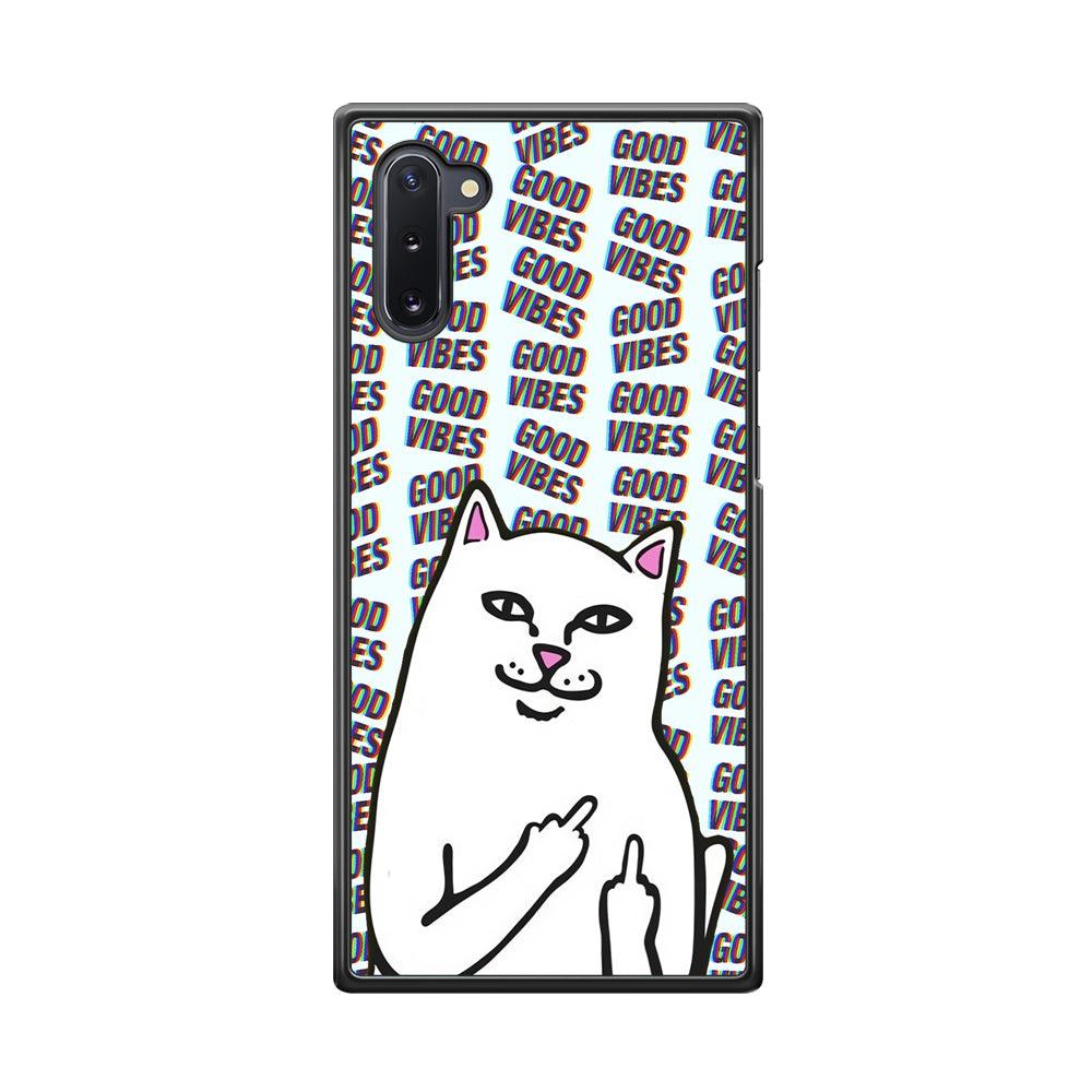 Kitty Good Vibes Campaign Samsung Galaxy Note 10 Case-Rubber Black (2D Case)-Oxvistore