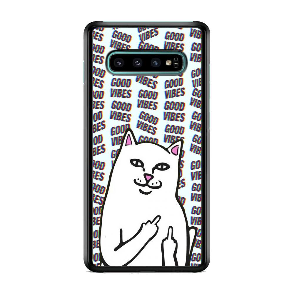 Kitty Good Vibes Campaign Samsung Galaxy S10 Plus Case-Rubber Black (2D Case)-Oxvistore