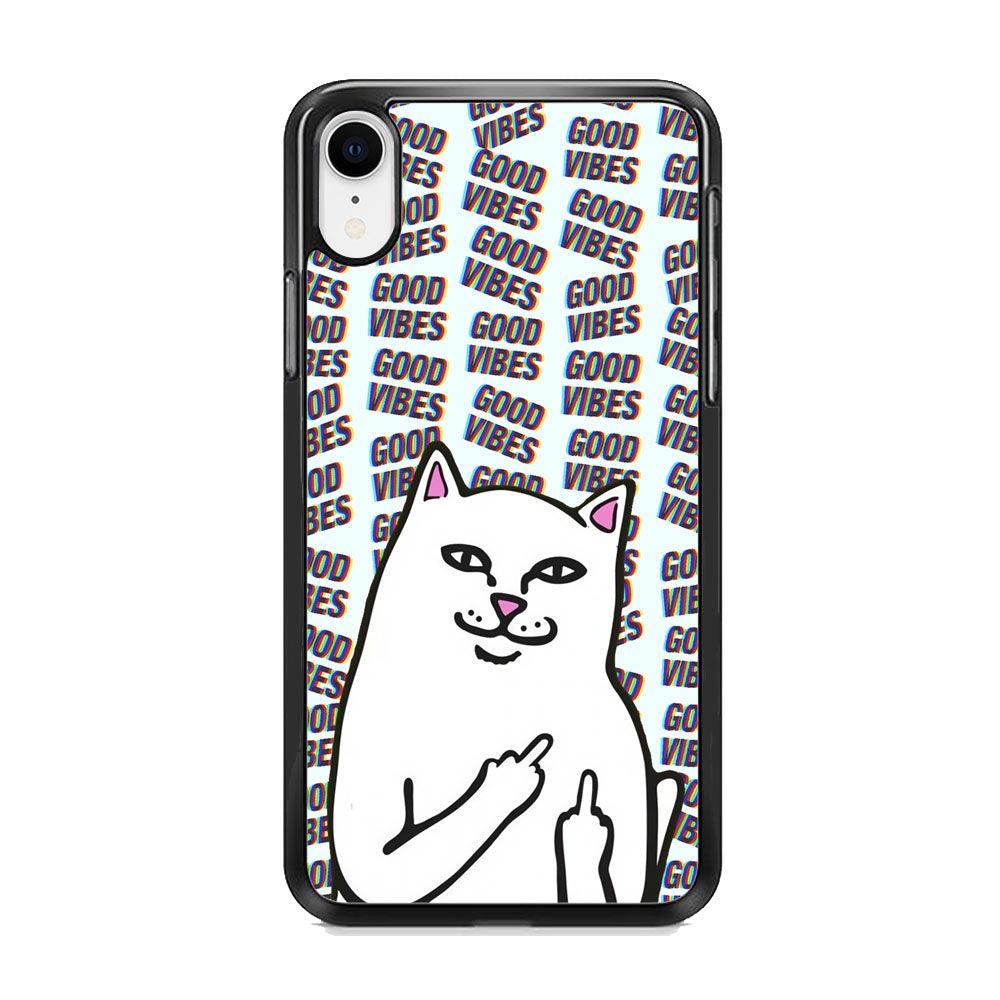 Kitty Good Vibes Campaign iPhone XR Case-Rubber Black (2D Case)-Oxvistore