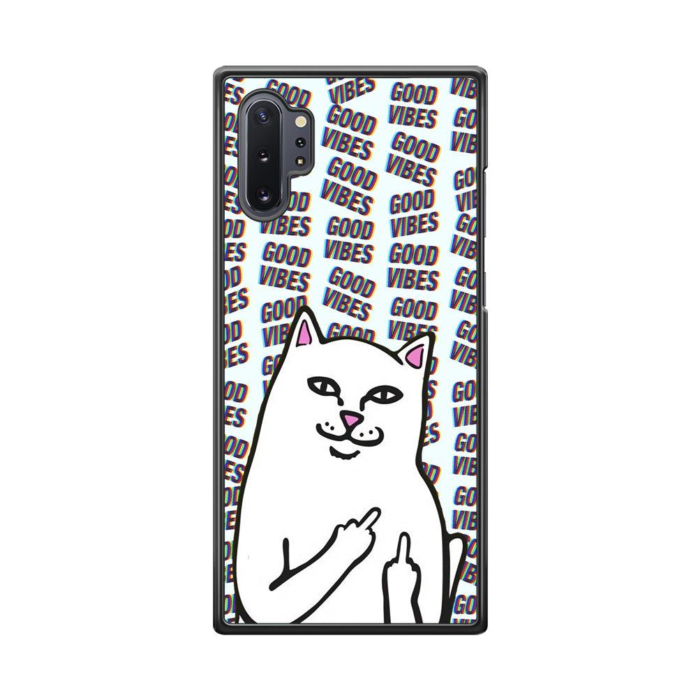 Kitty Good Vibes Campaign Samsung Galaxy Note 10 Plus Case-Rubber Black (2D Case)-Oxvistore