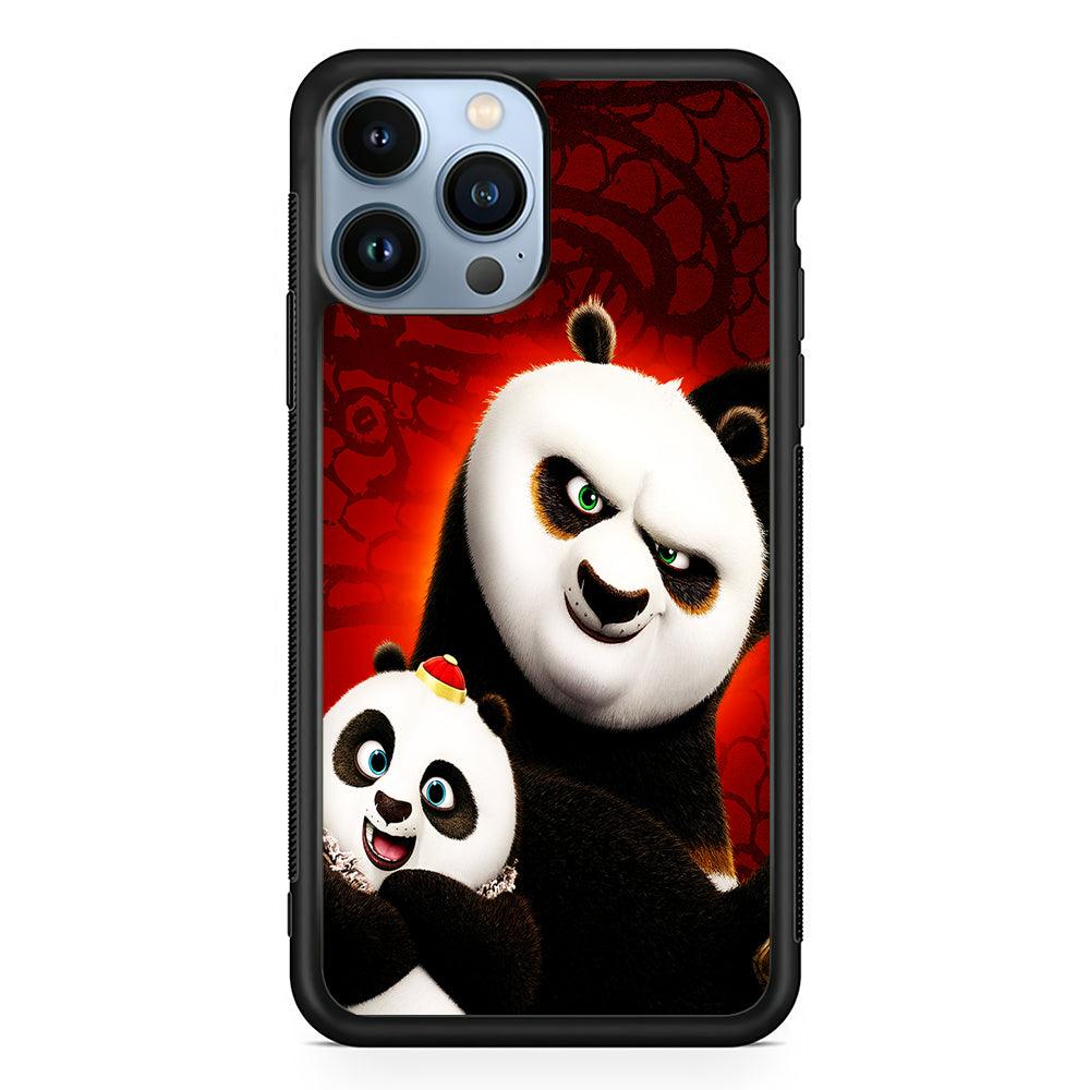 Kung Fu Panda With Baby Po 2D Rubber Phone Case-Black-Oxvistore