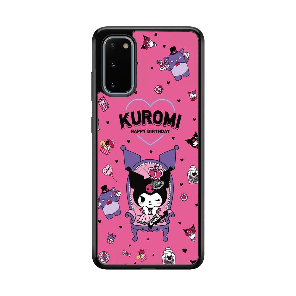 Kuromi Birthday Theme Samsung Galaxy S20 Case-Rubber Black (2D Case)-Oxvistore