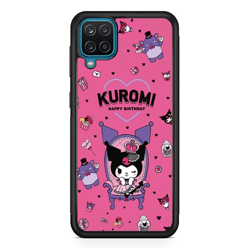 Kuromi Birthday Theme Samsung Galaxy A12 Case-Rubber Black (2D Case)-Oxvistore