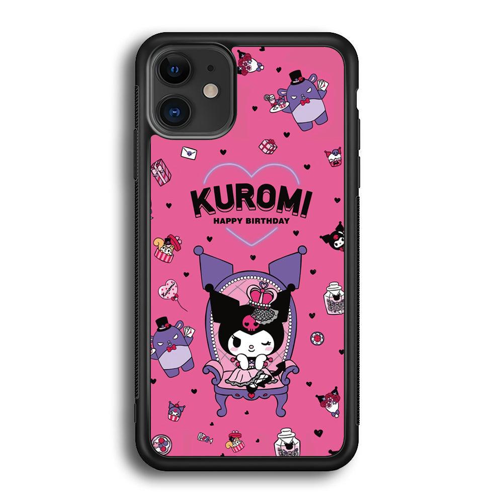 Kuromi Birthday Theme iPhone 12 Case-Rubber Black (2D Case)-Oxvistore