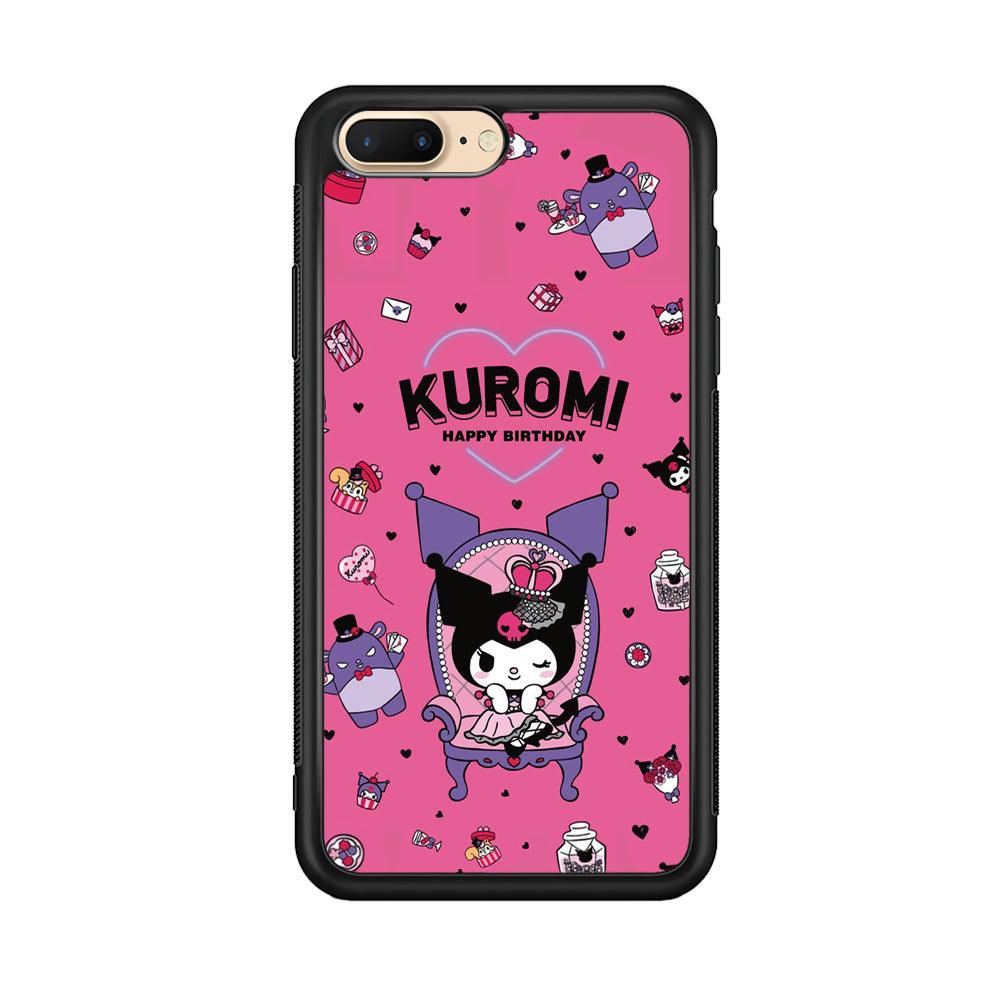 Kuromi Birthday Theme iPhone 8 Plus Case-Rubber Black (2D Case)-Oxvistore