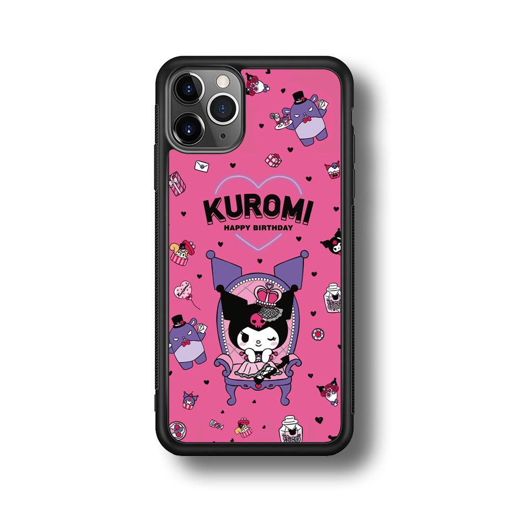 Kuromi Birthday Theme iPhone 11 Pro Case-Rubber Black (2D Case)-Oxvistore