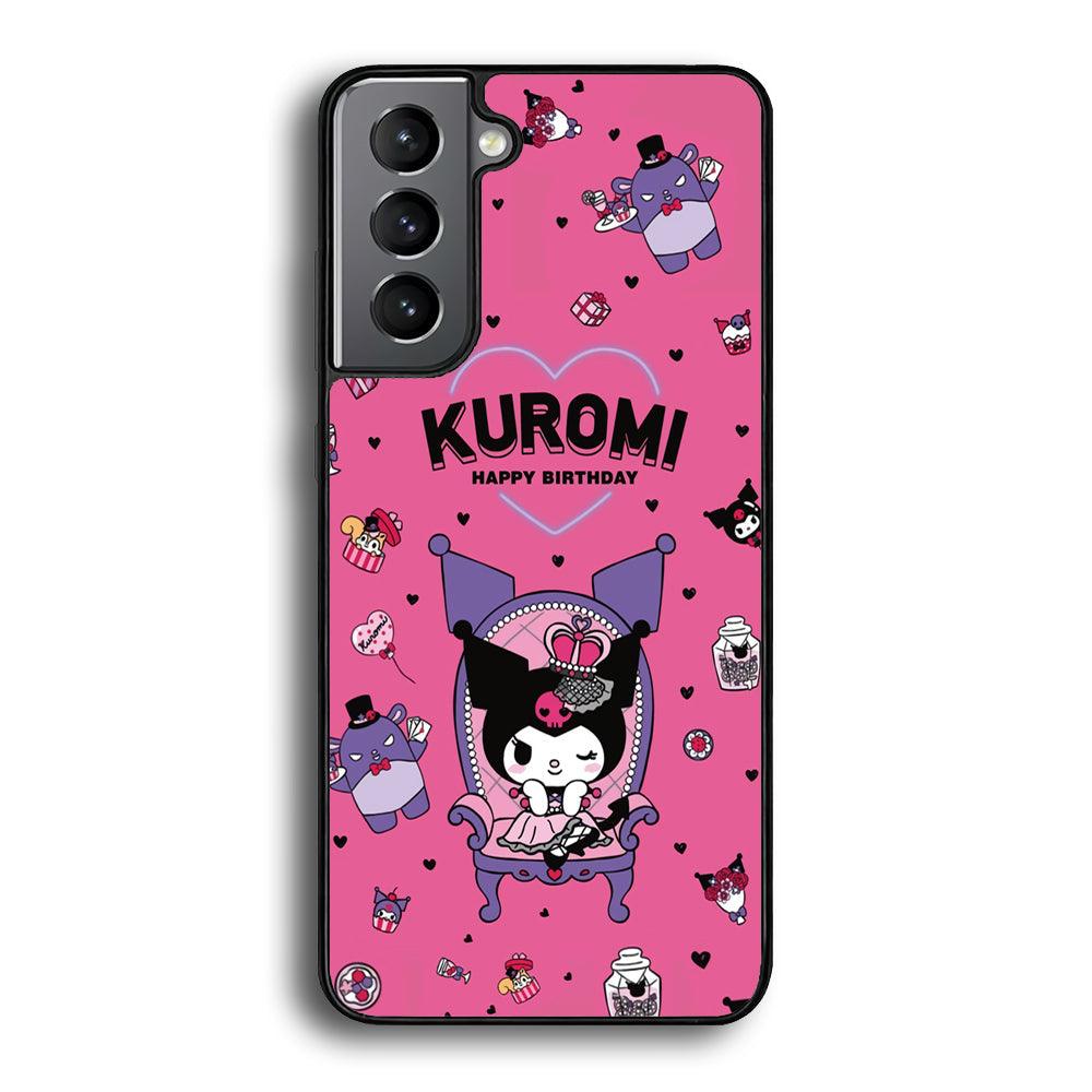 Kuromi Birthday Theme Samsung Galaxy S21 Plus Case-Rubber Black (2D Case)-Oxvistore