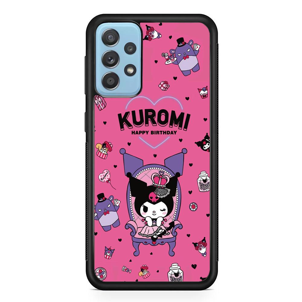 Kuromi Birthday Theme Samsung Galaxy A72 Case-Rubber Black (2D Case)-Oxvistore