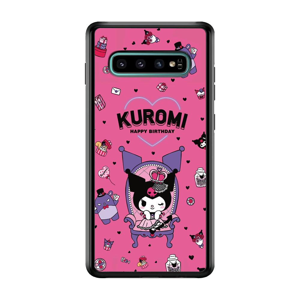 Kuromi Birthday Theme Samsung Galaxy S10 Case-Rubber Black (2D Case)-Oxvistore
