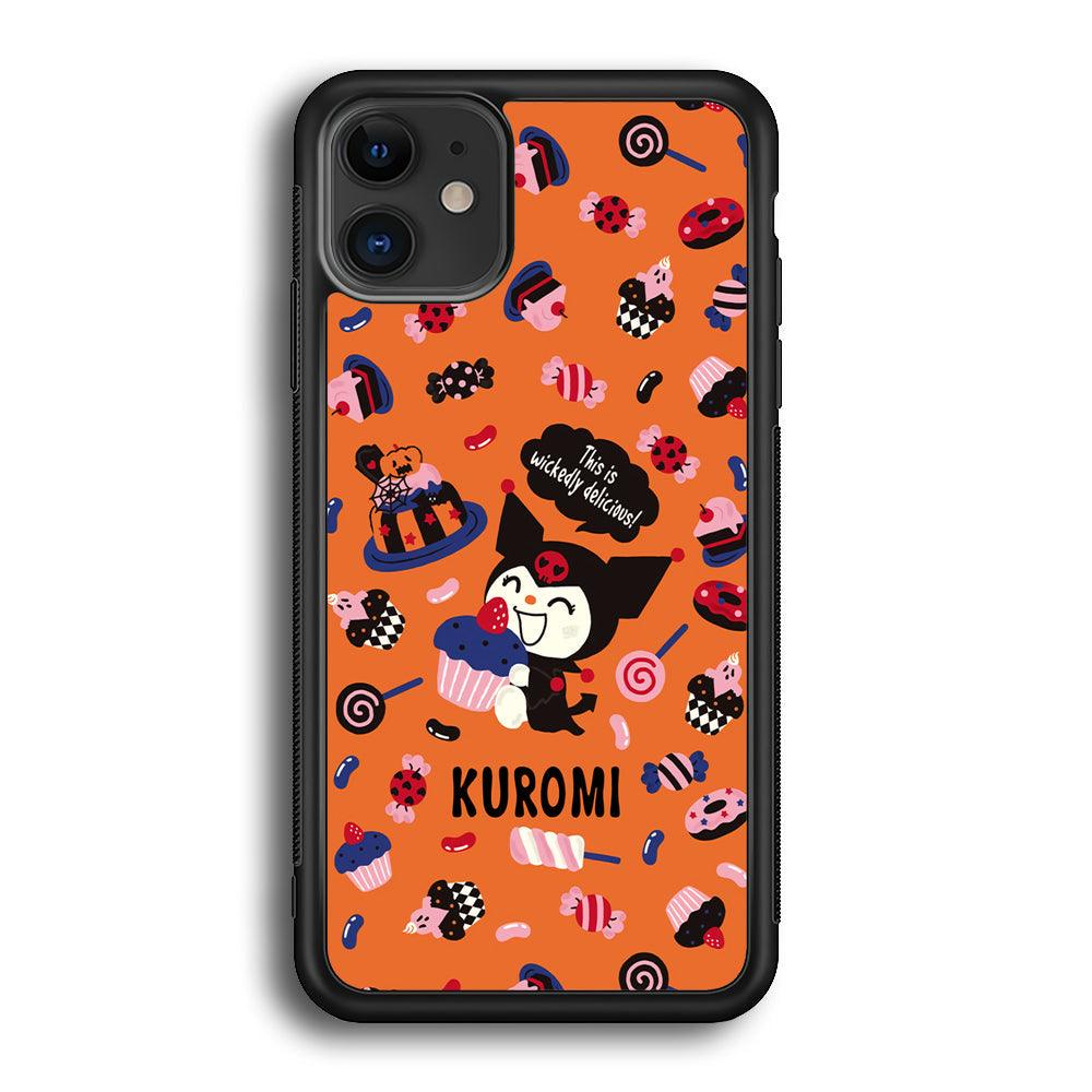 Kuromi Delicious Cake iPhone 12 Case-Rubber Black (2D Case)-Oxvistore