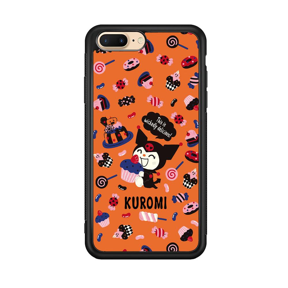 Kuromi Delicious Cake iPhone 8 Plus Case-Rubber Black (2D Case)-Oxvistore