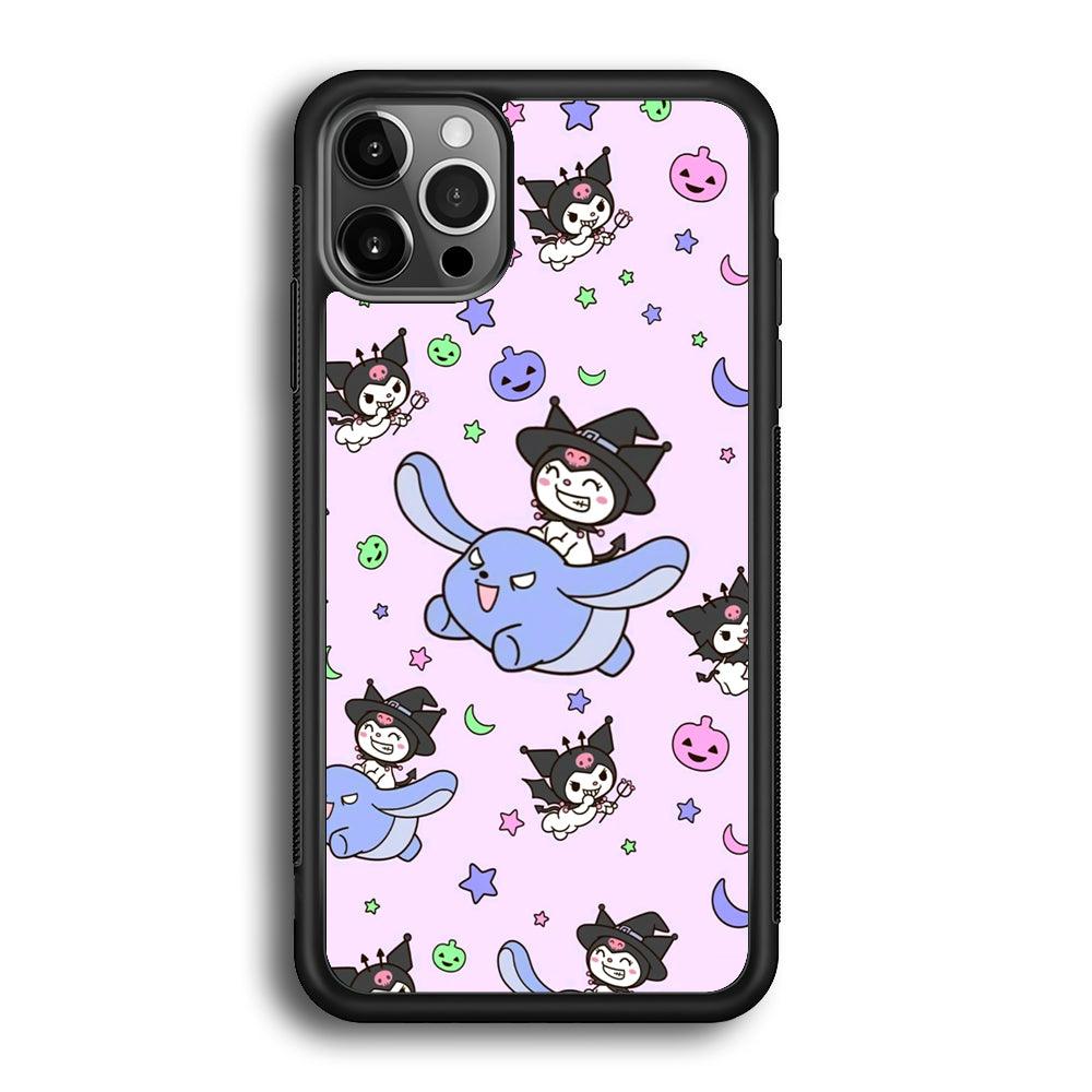 Kuromi Flying Partner iPhone 12 Pro Case-Rubber Black (2D Case)-Oxvistore