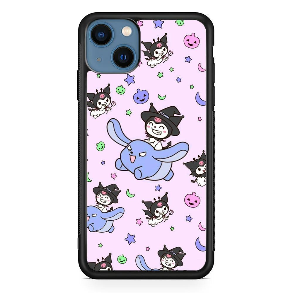 Kuromi Flying Partner iPhone 13 Case-Rubber Black (2D Case)-Oxvistore
