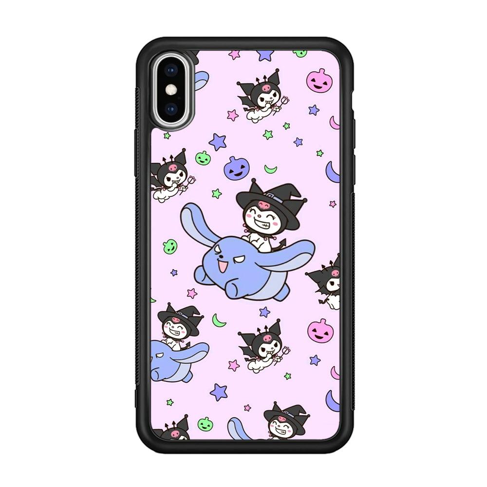 Kuromi Flying Partner iPhone XS Case-Rubber Black (2D Case)-Oxvistore