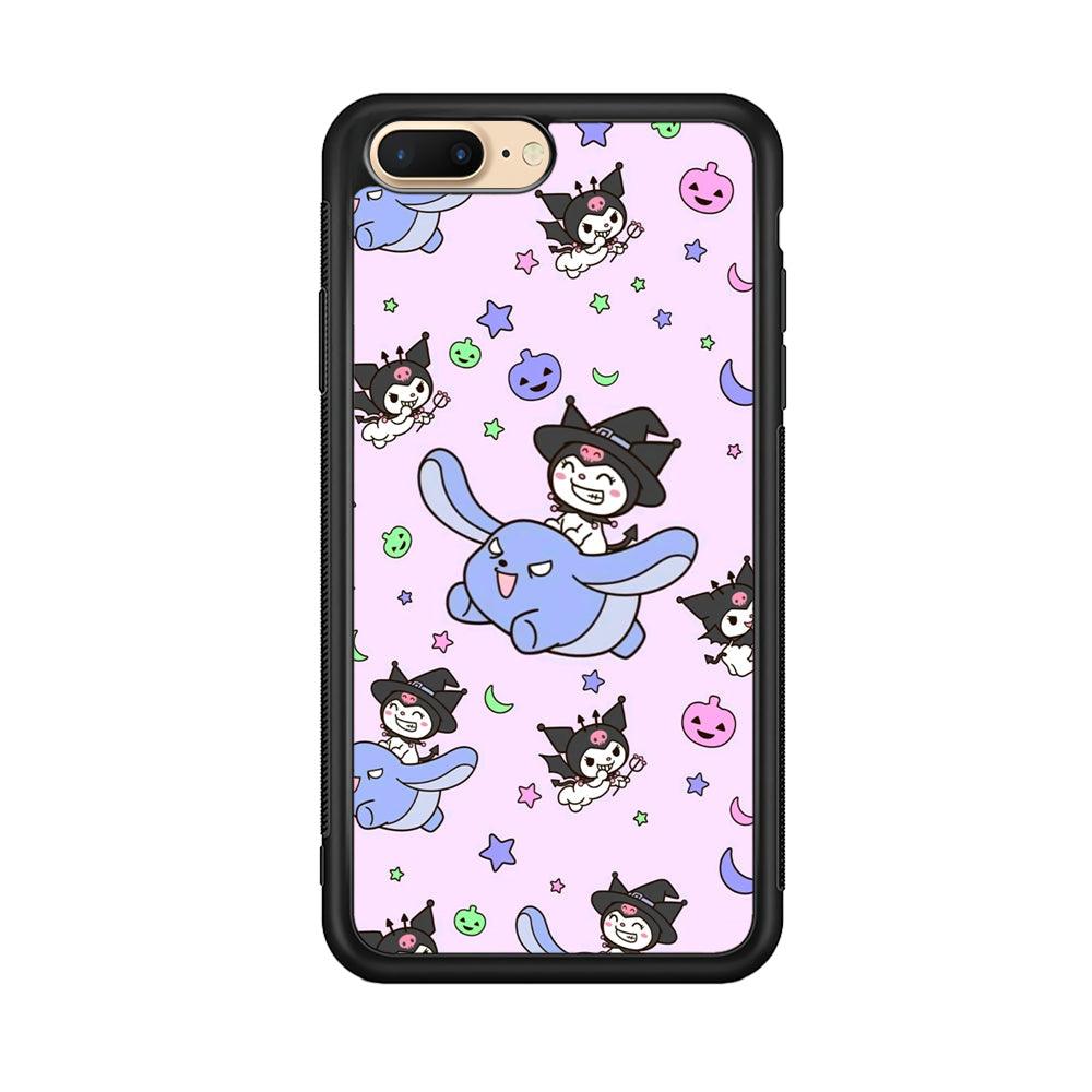 Kuromi Flying Partner iPhone 8 Plus Case-Rubber Black (2D Case)-Oxvistore